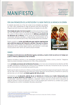 El manifiesto “Por una promoción de la protección y el buen trato de la infancia en España” 